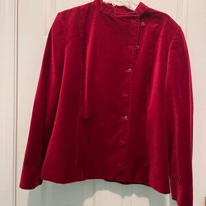 Liz Claiborne Double Breasted Velvet Jacket Red, Size Large